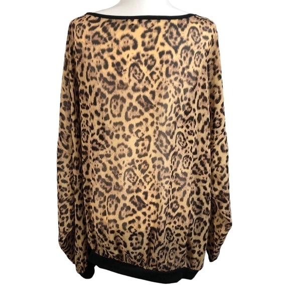 Torrid Leopard Print Semi-Sheer Blouse With Black Trim, Plus Size - Picture 5 of 12